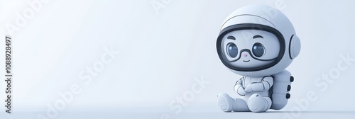 A cute cartoon astronaut character sitting, designed for playful or educational purposes.