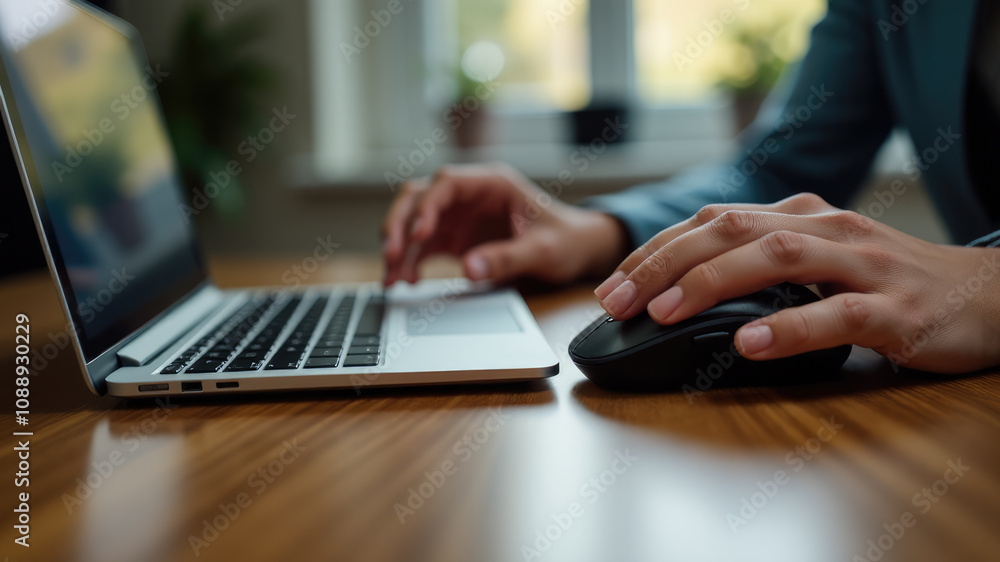 Businessman Working Efficiently at His Desk with a Laptop Businessman Working Efficiently at His Desk with a Laptop