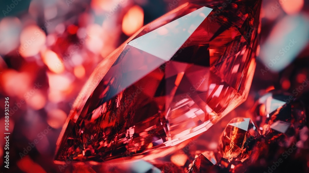 A detailed view of a polished spinel gemstone with vibrant red colors and faceted cuts, showcasing its rich hues and brilliant shine. A detailed view of a polished spinel gemstone with vibrant red colors and faceted cuts, showcasing its rich hues and brilliant shine.