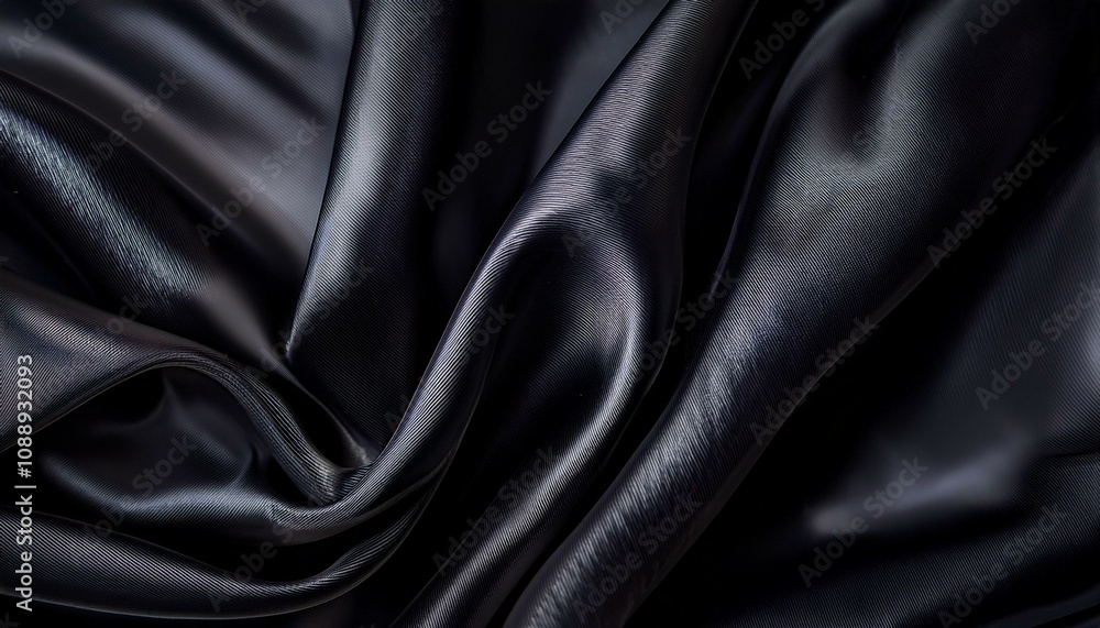 Fototapeta premium elegant black satin silk with waves abstract background