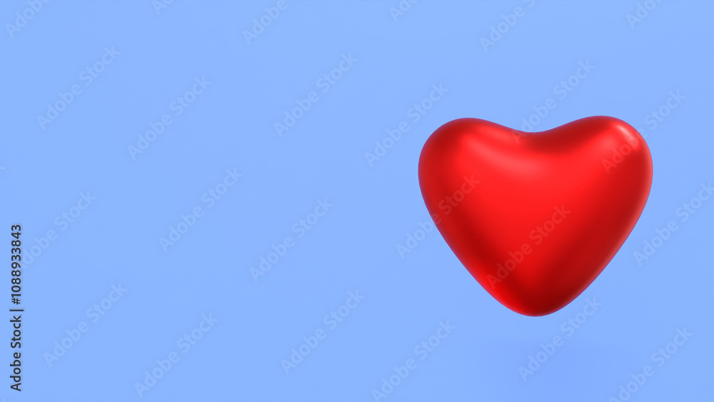 Red heart on blue background, space for text. Red heart on blue background, space for text.