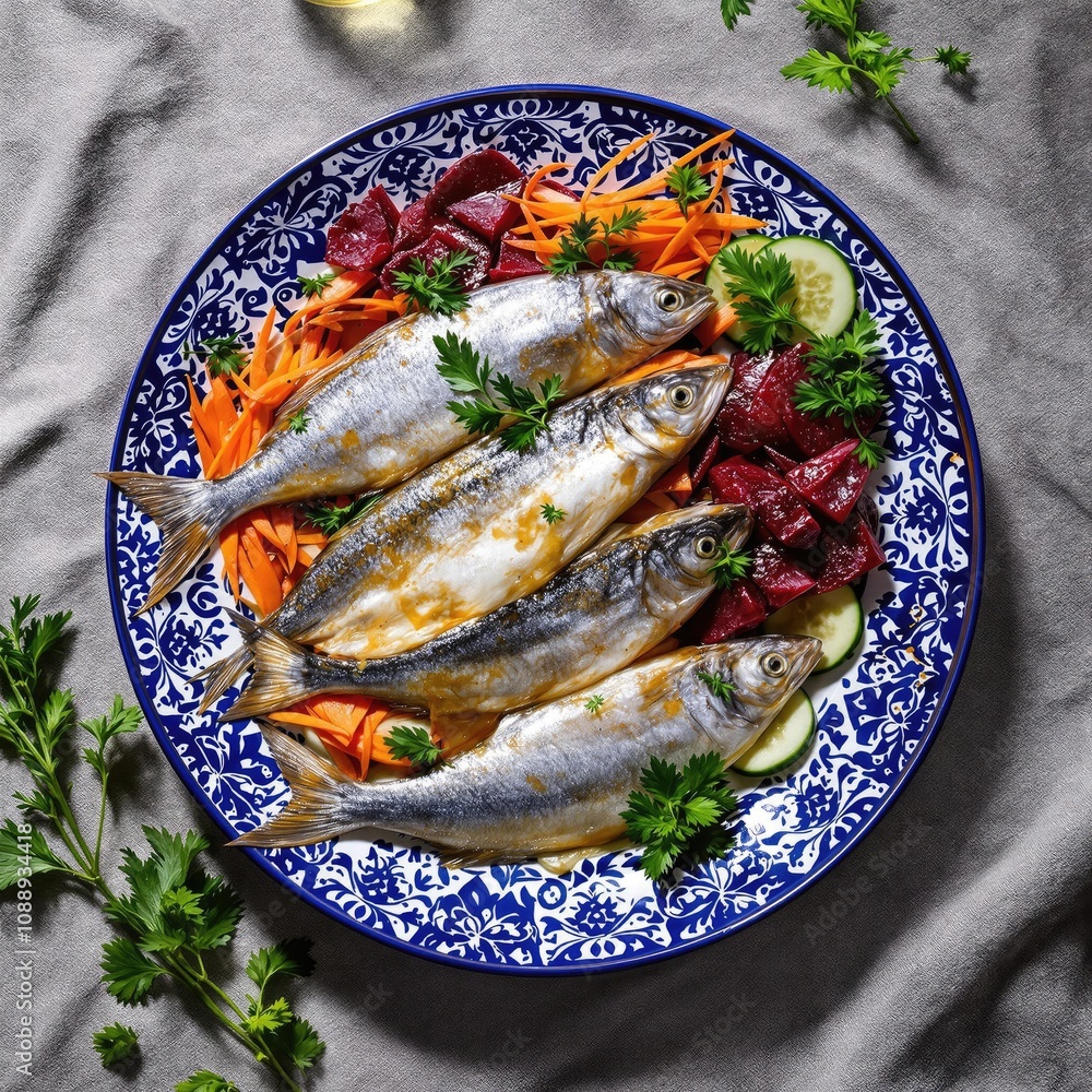 Pickled Fish with Fresh Vegetables, Nordic Scandinavian Seafood Menu
Pickled Fish with Fresh Vegetables, Nordic Scandinavian Seafood Menu
