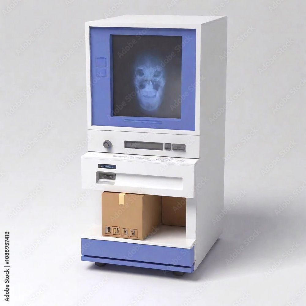 parcel box analyzed with an x-ray machine and you can see what is inside 3d style white background parcel box analyzed with an x-ray machine and you can see what is inside 3d style white background