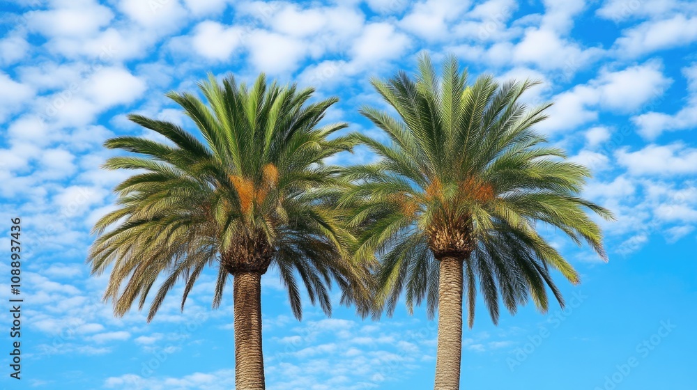 Fototapeta premium Palm Trees Standing Tall Beneath a Clear Sky