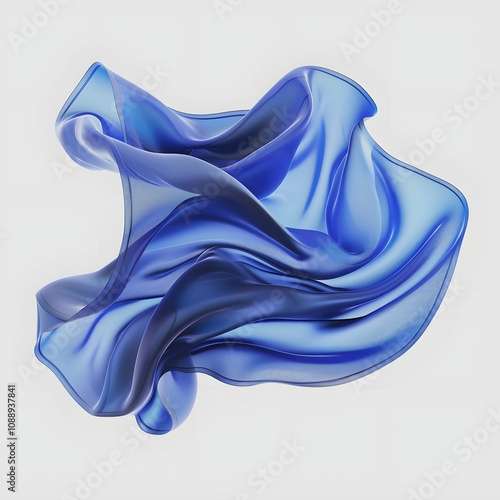 blue abstract waves of soft silk or satin. aig535 with a white accent, minimalism, png