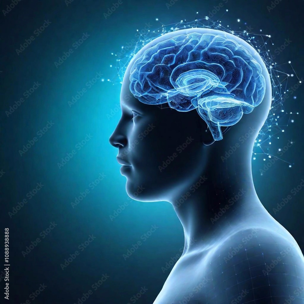 A high-resolution digital artwork depicting the silhouette of a human head in profile against a gradient background transitioning from white on the left to dark blue with stars on the right, suggestin A high-resolution digital artwork depicting the silhouette of a human head in profile against a gradient background transitioning from white on the left to dark blue with stars on the right, suggestin