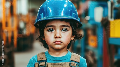 Child labor in industry a young worker in a factory setting captured in urban environment emotional perspective