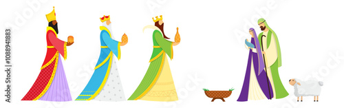Vector illustration concept of nativity of Jesus on transparent background