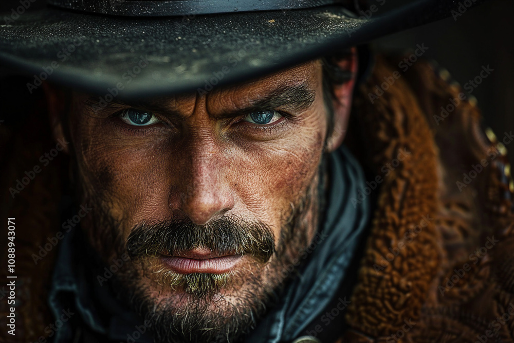 Dangerous cowboy western movie personage with gun and horse made with Generative AI modern technology Dangerous cowboy western movie personage with gun and horse made with Generative AI modern technology