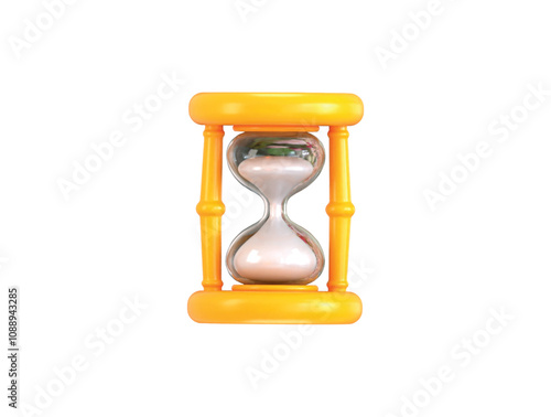 3D hourglasses icon on Watch with sand inside to measure time, Countdown to deadline icon vector illustration