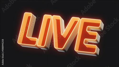 live text in neon glowing light sign text 3d for broadcast stream streaming online business