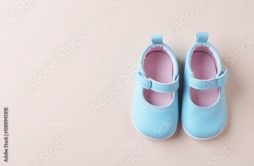 blue baby shoes on white background photo