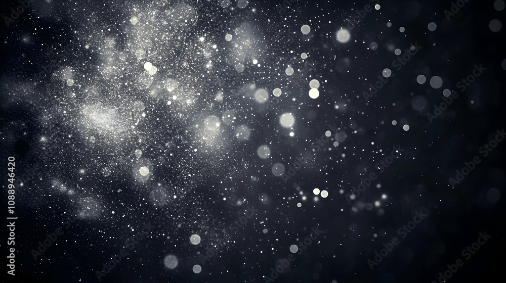 Fototapeta premium Abstract Black and White Bokeh Background with White Glitter and Sparkling Lights