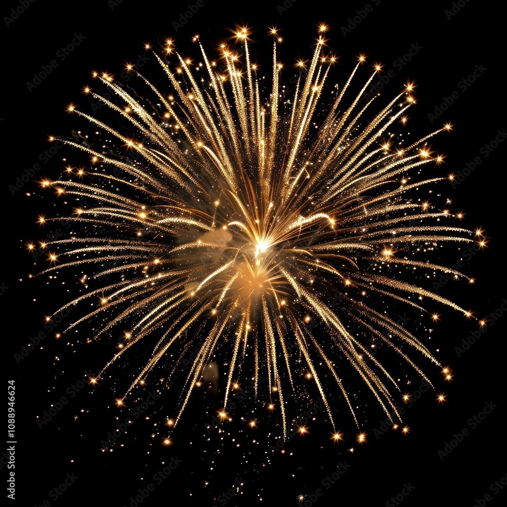 Fototapeta premium Firework burst fireworks black background illuminated.