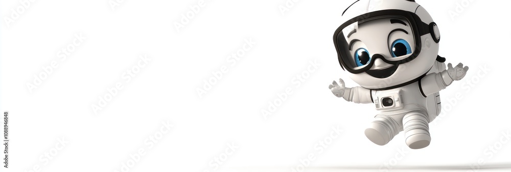 A cheerful cartoon astronaut character floating in space, symbolizing exploration and adventure. A cheerful cartoon astronaut character floating in space, symbolizing exploration and adventure.