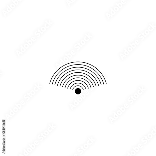 Sonar sound waves icon. Signal concentric circles. Sonar wave and echo sounding symbol isolated on transparent background. Vector illustration