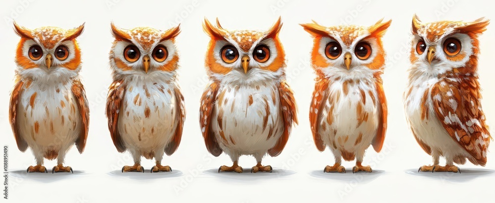 adorable cartoon owl character illustrated from multiple angles ideal for childrens educational materials and storybooks each pose showcases the owls quirky personality and endearing features adorable cartoon owl character illustrated from multiple angles ideal for childrens educational materials and storybooks each pose showcases the owls quirky personality and endearing features