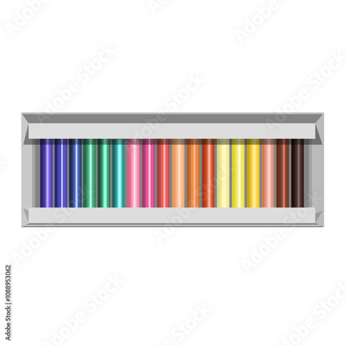 A set of artistic pastels,18 colors,isolated on a white background.Vector illustration of pastels for creative designs.