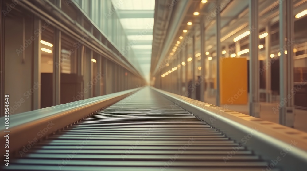 High-Tech Conveyor System in Modern Warehouse High-Tech Conveyor System in Modern Warehouse