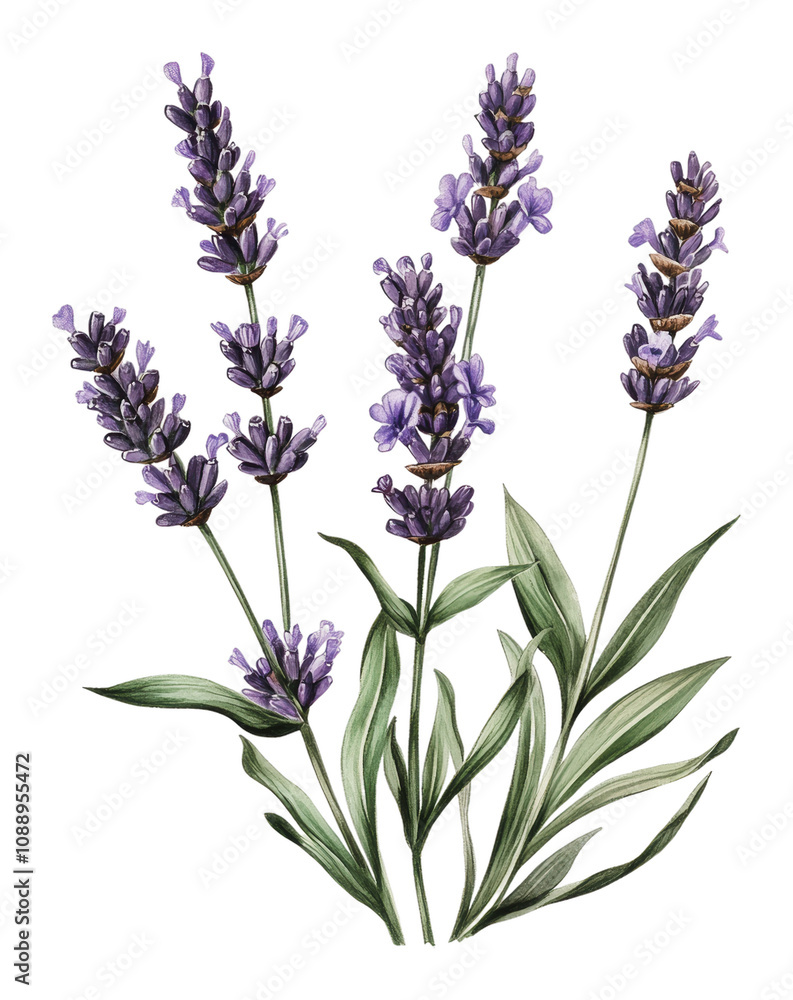 Fototapeta premium PNG Beautiful lavender flowers illustrated in detail