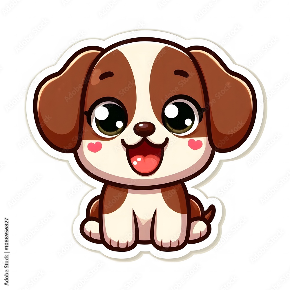 AI Generate of Sticker Puppy or Baby Dog in cartoon style with a happy expression, isolated in white background AI Generate of Sticker Puppy or Baby Dog in cartoon style with a happy expression, isolated in white background