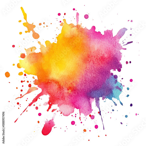 Vibrant watercolor splash combining bright colors, perfect for artistic designs and creative projects.