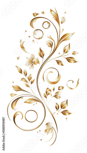 PNG Elegant floral design with gold accents