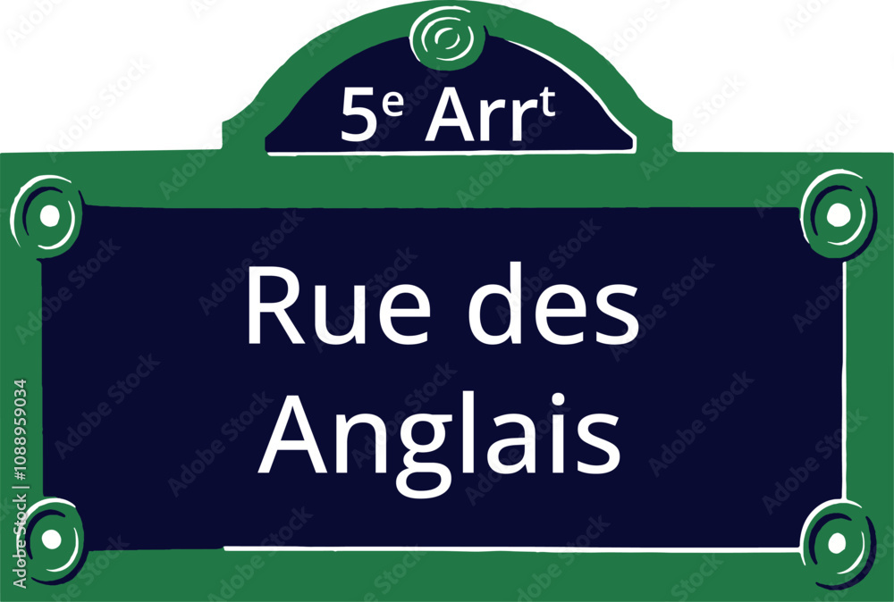 Obraz premium 0721_5e Arrt, Elegant Parisian Street Sign