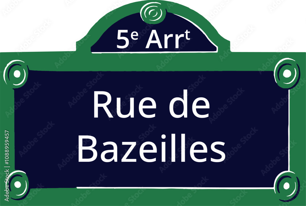 Obraz premium 0729_5e Arrt, Elegant Parisian Street Sign