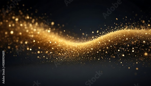 Gold glowing line with lighting effect sparkle on black background. Template premium award Chritmas Jewellery and Socail media post Glaxey And Abstract art background photo