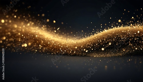 Gold glowing line with lighting effect sparkle on black background. Template premium award Chritmas Jewellery and Socail media post Glaxey And Abstract art background photo