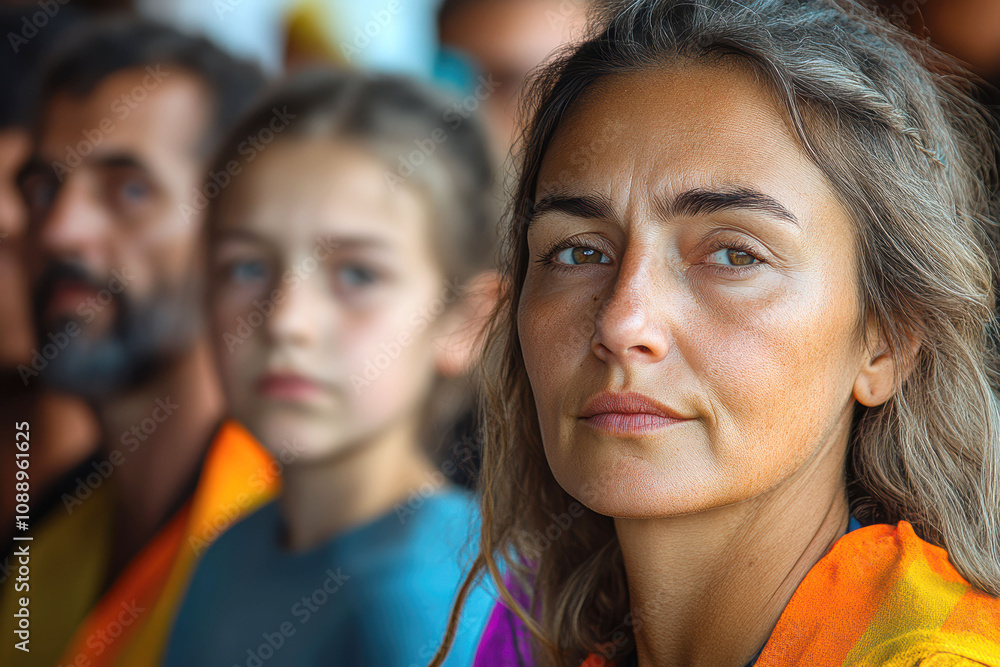 Diverse group of people attending peaceful gathering Diverse group of people attending peaceful gathering