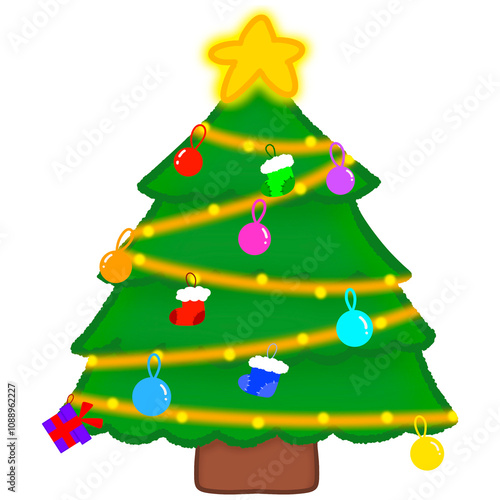 Wallpaper Mural Christmas tree decorated with stockings and colorful balls Torontodigital.ca