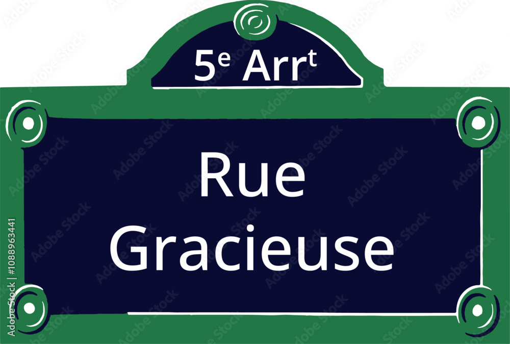 Obraz premium 0801_5e Arrt, Elegant Parisian Street Sign