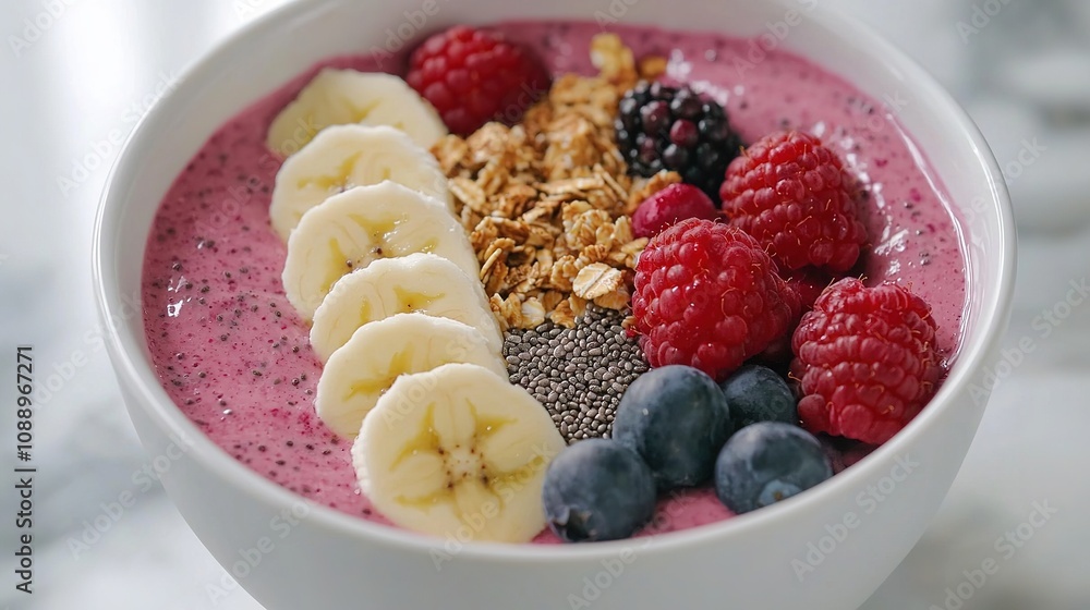 Creating a colorful smoothie bowl home kitchen food presentation bright environment close-up view healthy lifestyle Creating a colorful smoothie bowl home kitchen food presentation bright environment close-up view healthy lifestyle