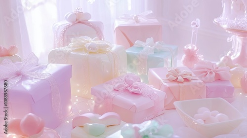 Pastel Presents and Delicate Sweets A Soft Dreamy Scene