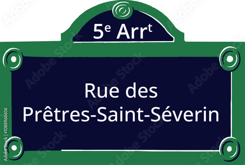 0883_5e Arrt, Elegant Parisian Street Sign