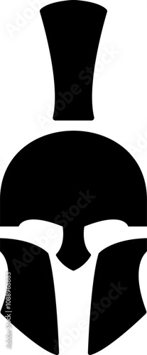 Silhouette of a Spartan helmet in black, combat symbol icon.