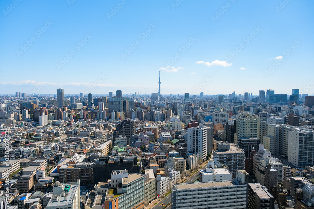 東京都 文京シビックセンター展望ラウンジから見る街並み 東京スカイツリー方向 東京都 文京シビックセンター展望ラウンジから見る街並み 東京スカイツリー方向