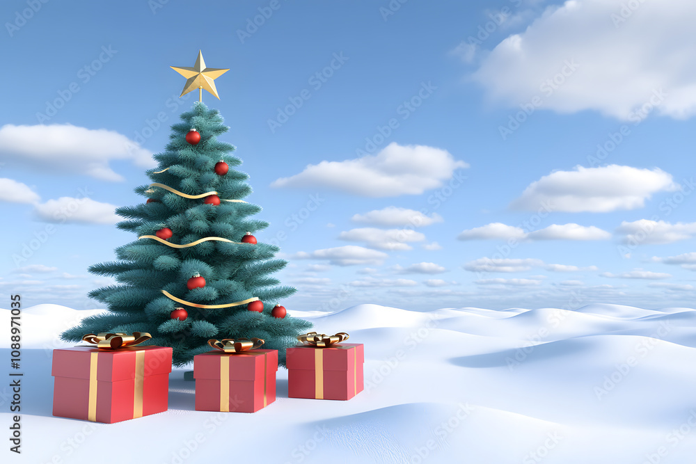 Decorated Christmas tree on green night background. Happy Holidays. Leave space for text. Decorated Christmas tree on green night background. Happy Holidays. Leave space for text.