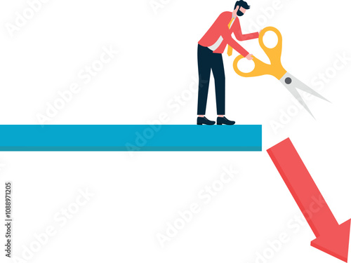 Cut loss Concept. Stop losing assets from stock market volatility. stop loss Minimize losses for profit.

