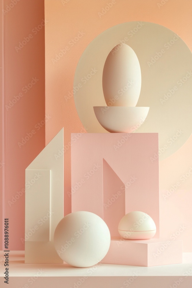 Collection of abstract geometric shapes in soft, pastel colors, perfect for trendy backgrounds or posters. Collection of abstract geometric shapes in soft, pastel colors, perfect for trendy backgrounds or posters.