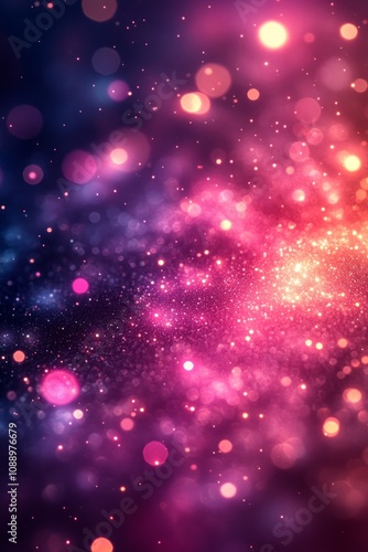 Sparkling glittery background with pink and purple bokeh lights creating a festive and magical atmosphere