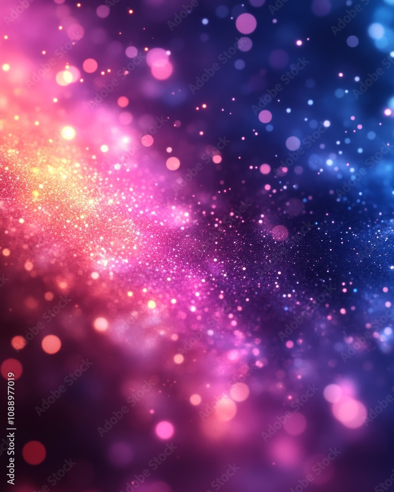 Abstract background with glowing particles swirling and creating a mesmerizing bokeh effect with shades of pink and blue Abstract background with glowing particles swirling and creating a mesmerizing bokeh effect with shades of pink and blue