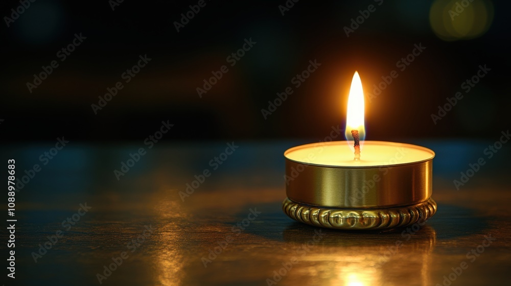 Elegant Candle Burnishing Serenity in a Dark Ambient Setting Elegant Candle Burnishing Serenity in a Dark Ambient Setting