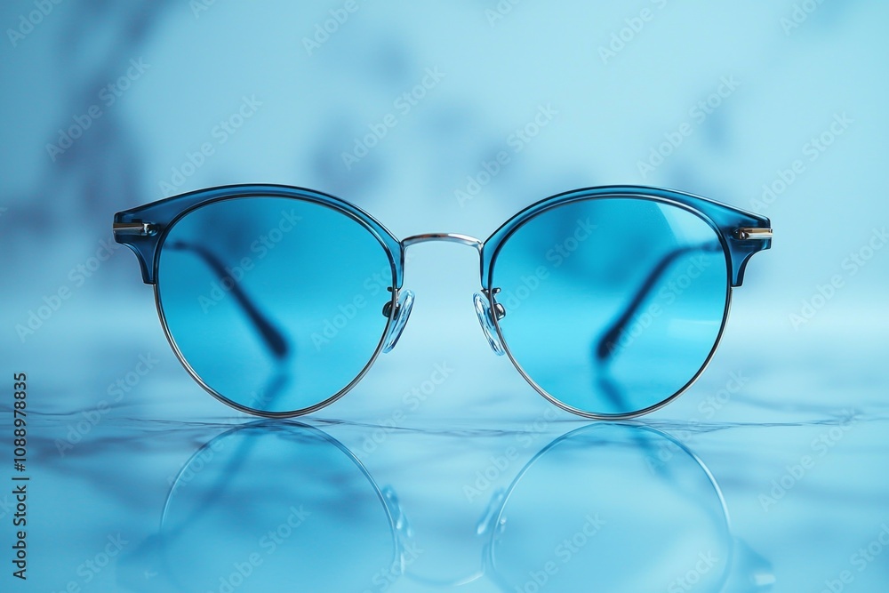 pair of designer eyeglasses with thin metallic frames rests elegantly on smooth white marble surface surrounded by soft lighting that highlights their sophisticated details. pair of designer eyeglasses with thin metallic frames rests elegantly on smooth white marble surface surrounded by soft lighting that highlights their sophisticated details.
