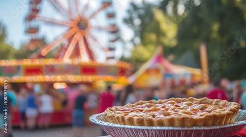 Vibrant summer fair with a pie-eating contest and cheering crowds all around