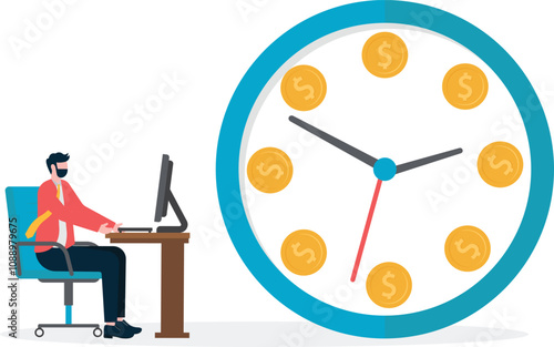 Time is money. Business and management, time is money, financial investments, Time management planning, Deadline.

