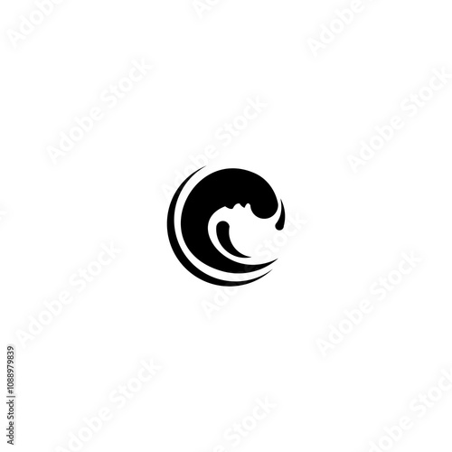 Creative circle black wave icon logo design vector template.