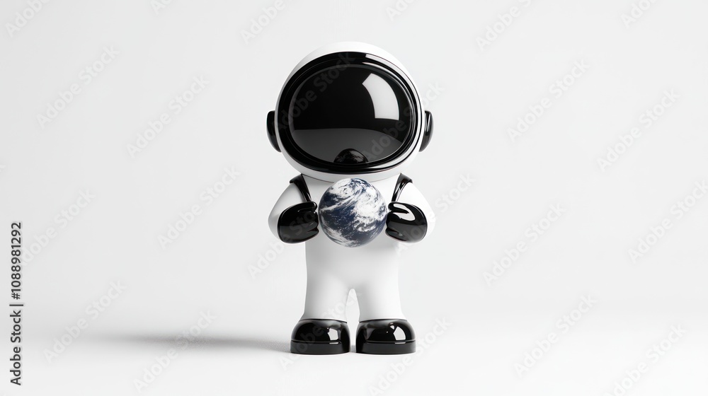 A small astronaut figure holding a globe, symbolizing exploration and environmental awareness. A small astronaut figure holding a globe, symbolizing exploration and environmental awareness.